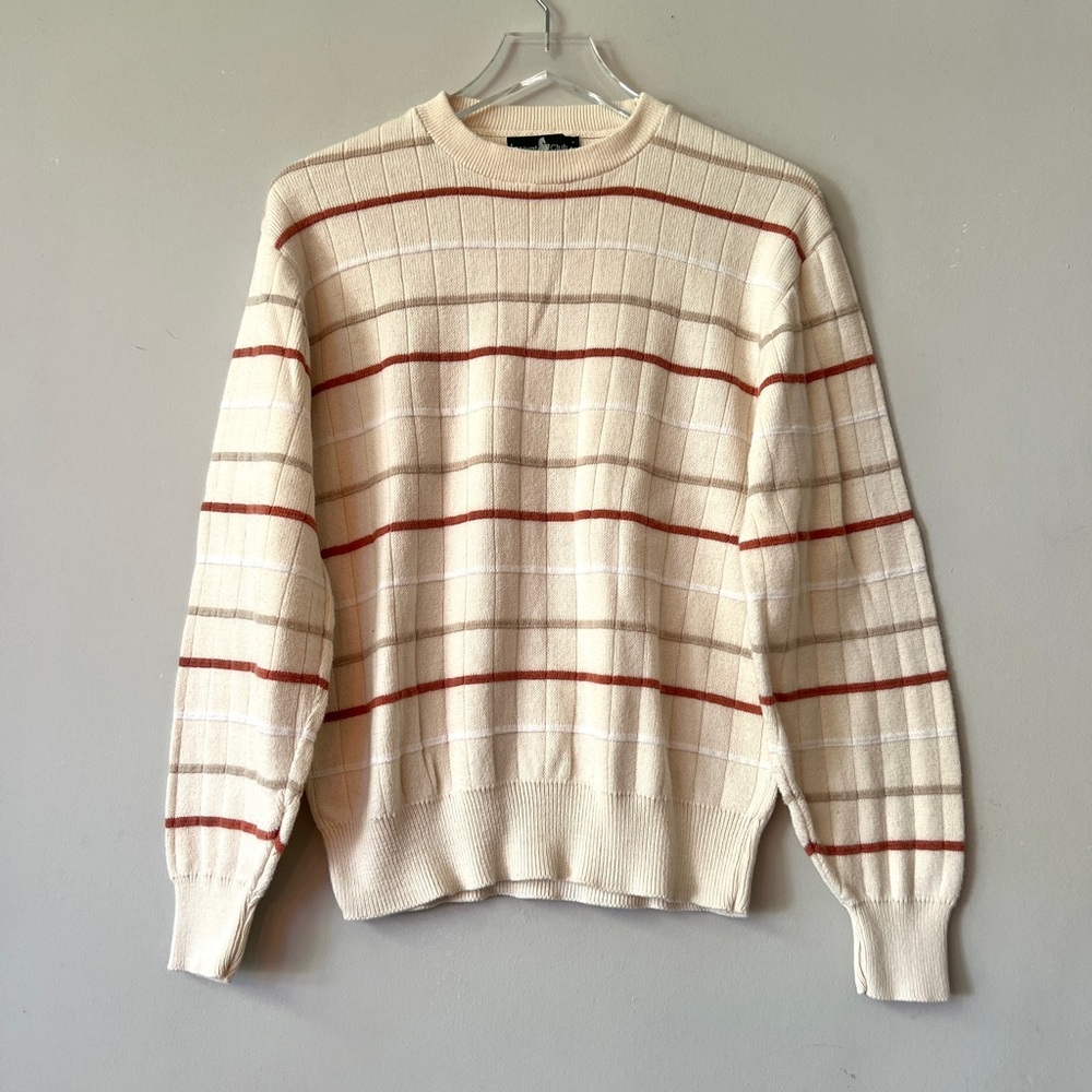 80s Made in USA Hunt Club Striped Cotton Sweater